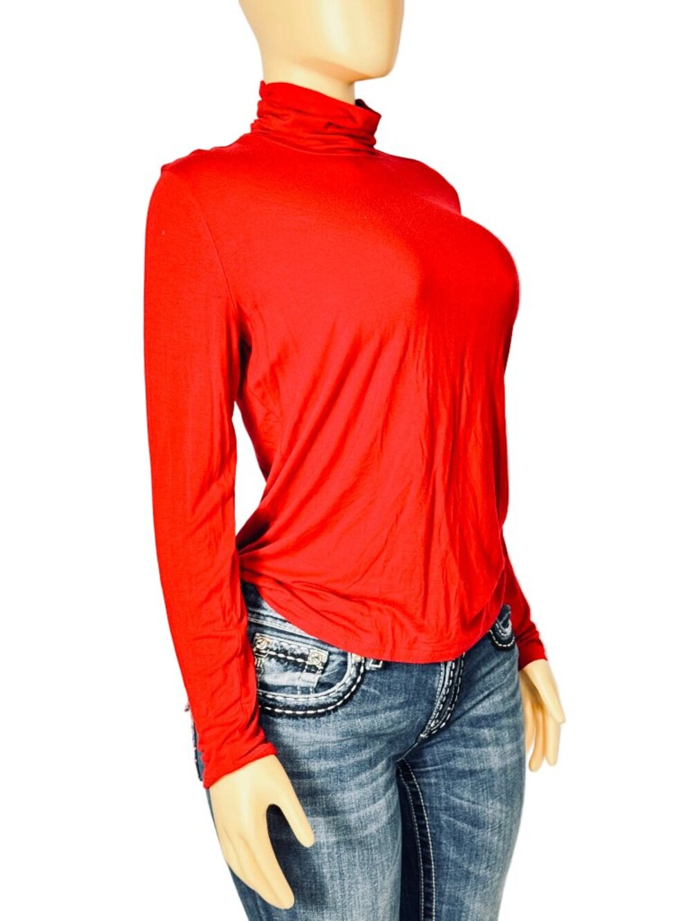 Style and Co Red Turtle Neck Long Sleeve Shirt Women's Medium
